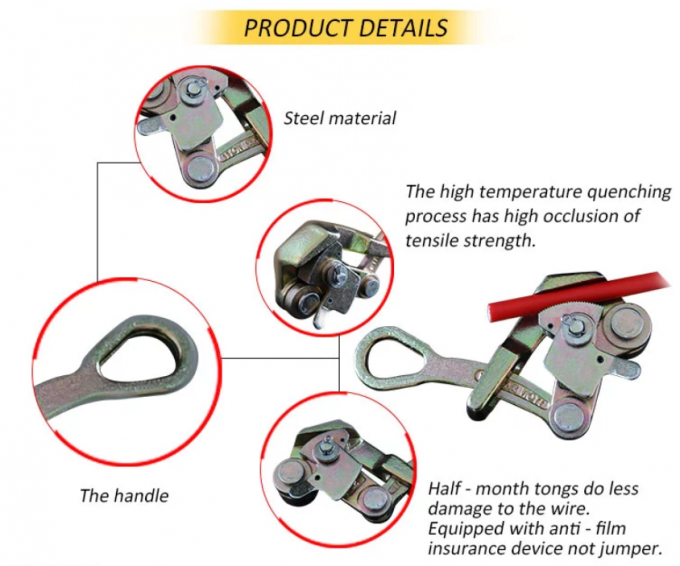 2 Ton Cable Pulling Clamp Cable Grip Wire Rope Grip For 422mm ACSR