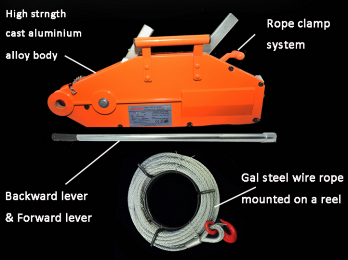 Electrical Wire Pulling Tools / Wire Rope Tensioner Tool Tirfor Winch With 20M Wire Rope