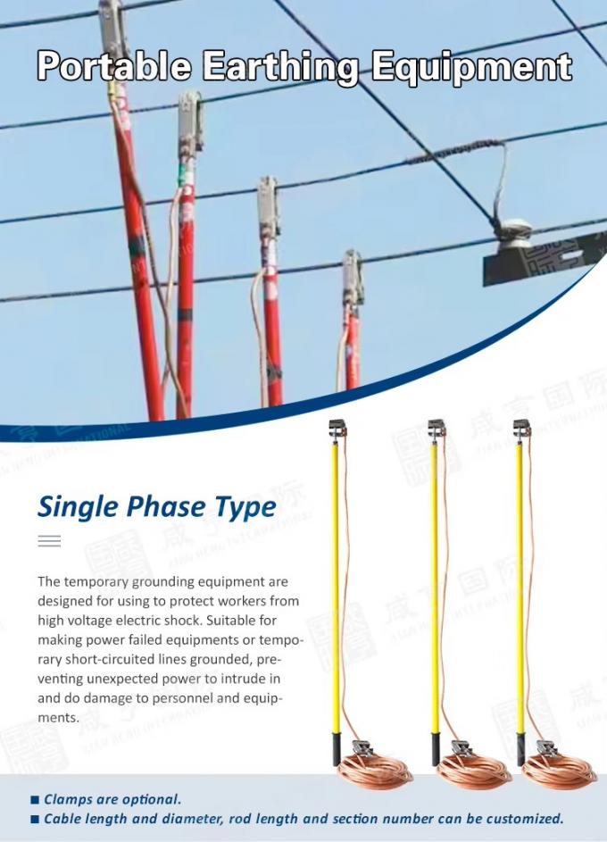 Grounding Rods Set Portable High Quality Copper Single Phase Type Earth Grounding Rod Set