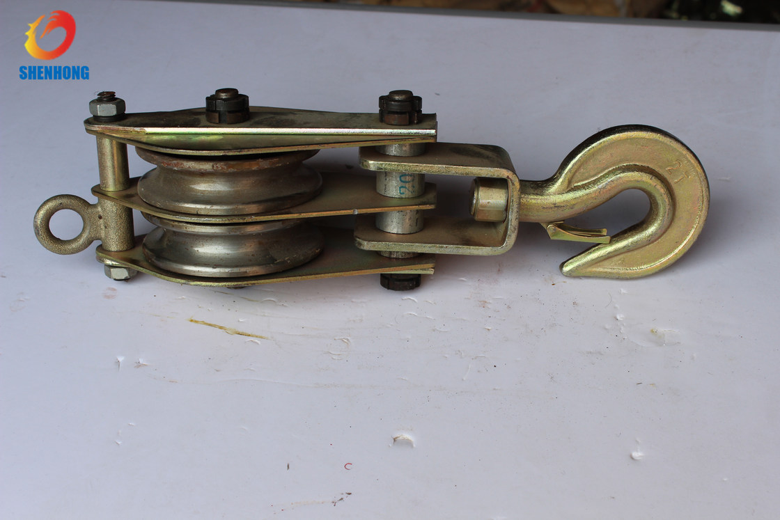 20KN Double Wheel Cable Pulling Pulley Wire Rope Hoisting Block for